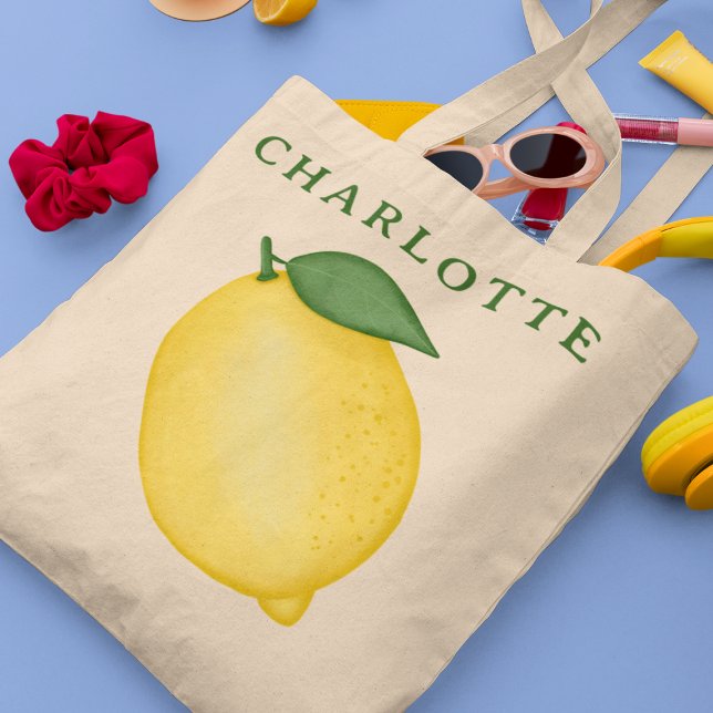 Stilvolle Citrus Lemon Yellow Summer Tote Bag Tragetasche (Von Creator hochgeladen)