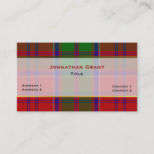 Stilvolle Clan Grant Karierte Custom Business Card Visitenkarte