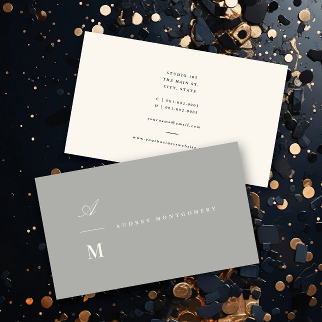 Stilvolle Classic Double Monogram Moderne Minimali Visitenkarte (Classic Double Monogram Circle Stamp Minimalist Business Card @ fatfatin)