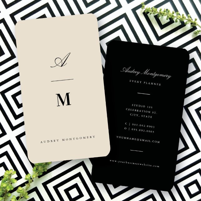 Stilvolle Classic Double Monogram Moderne Minimali Visitenkarte (Stylish Classic Double Monogram Modern Minimalist Business Card @ fatfatin)