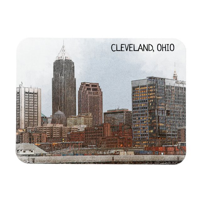 Stilvolle Cleveland Ohio Skyline View Magnet (Horizontal)