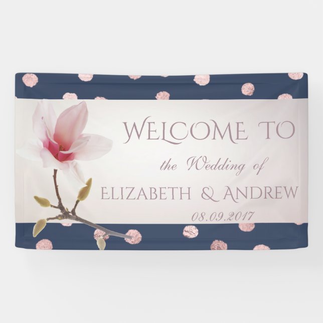 Stilvolle Confetti, Magnolia Wedding Banner (Horizontal)