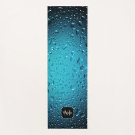 Stilvolle Coole blaue Wassertropfen Monogram Yogamatte
