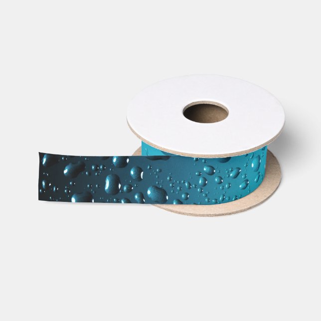 Stilvolle Coole Blaue Wassertropfen Satinband (Spule)
