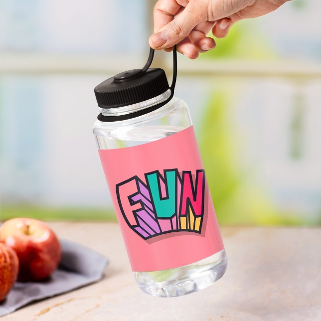 Stilvolle Coole "Fun" Rainbow Bold Script Pink Spo Trinkflasche (Von Creator hochgeladen)