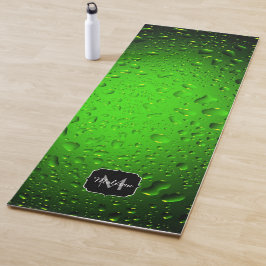 Stilvolle Coole grüne Wassertropfen Monogram Yogamatte