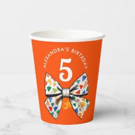 Stilvolle Coquette Orange farbenfrohe Bow Wasserfa Pappbecher