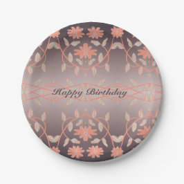 Stilvolle Coral Floral Pappteller