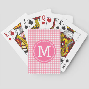 Stilvolle Country Gingham Pink Monogram Spielkarten