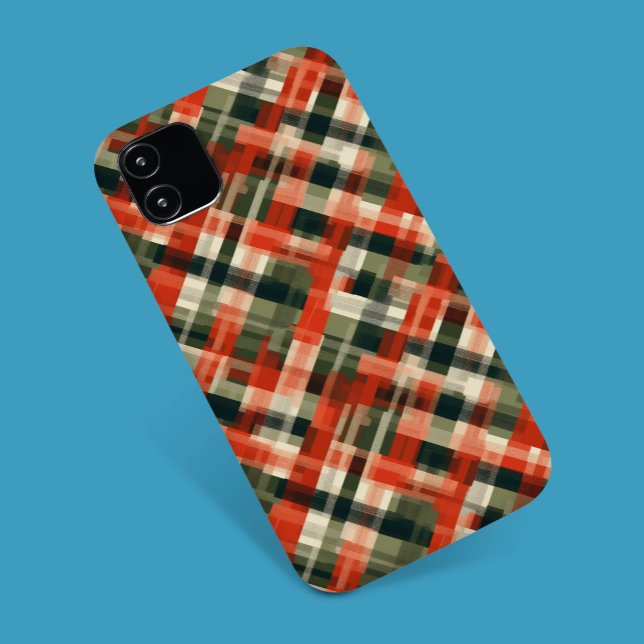 Stilvolle Cream Green Red Kariert Phone Case (Von Creator hochgeladen)