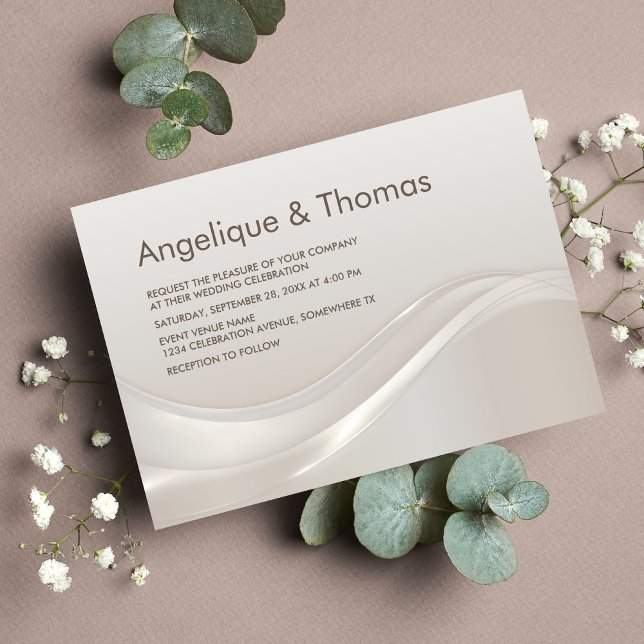 Stilvolle Cream Wedding Einladung (Von Creator hochgeladen)