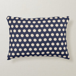 Stilvolle, cremefarbene weiße beige Dot Blue Hinte Zierkissen