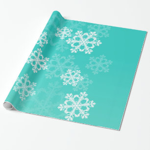 Stilvolle Cyan Snowflakes Modernes Weihnachtsmuste Geschenkpapier