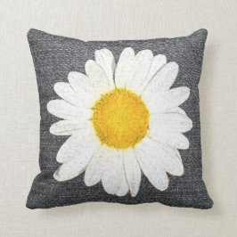 Stilvolle Daisy in Dunkelgrau, Weiß und Gelb Kissen