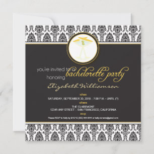 Stilvolle Damask Bachelorette Invite (gelb) Einladung