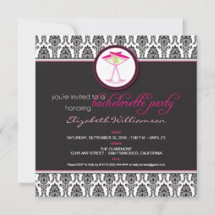 Stilvolle Damask Bachelorette Invite (pink) Einladung