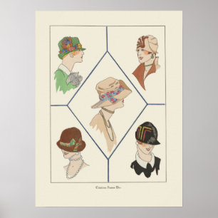 Stilvolle Damenhüte Französische Illustration Art Poster