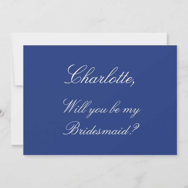 Stilvolle Dark Blue Bridesmaid-Vorschlagskarte Einladung (Vorderseite)
