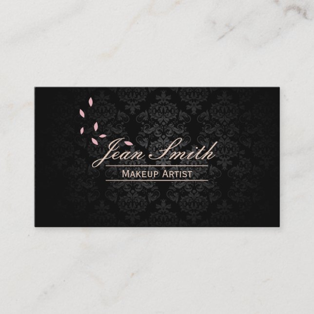 Stilvolle Dark Damask Makeup Artist Business Cards Visitenkarte (Vorderseite)
