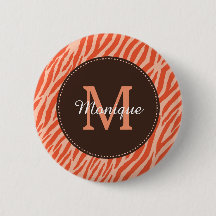 Stilvolle Dark Orange Zebra Print Monogram und Nam
