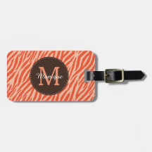 Stilvolle Dark Orange Zebra Print Monogram und Nam