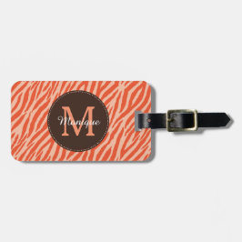 Stilvolle Dark Orange Zebra Print Monogram und Nam Gepäckanhänger