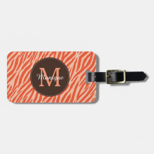 Stilvolle Dark Orange Zebra Print Monogram und Nam Gepäckanhänger