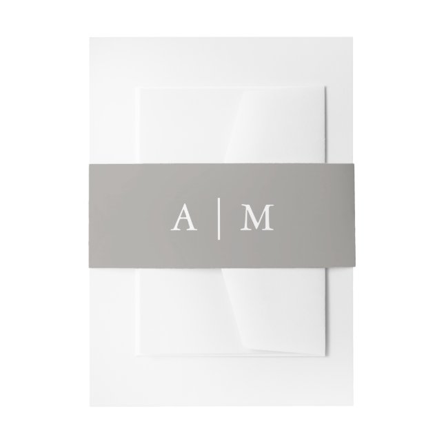 Stilvolle Deep Gray Wedding Monogram Einladungsbanderole (Vorderseite Beispiel)