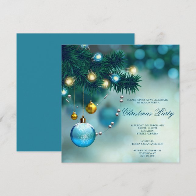 Stilvolle Dekorationen Weihnachts-Party Einladung (Vorne/Hinten)