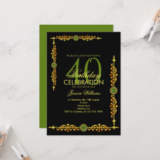Stilvolle Dekorationsgrenze, Peridot Gem Birthday Einladung