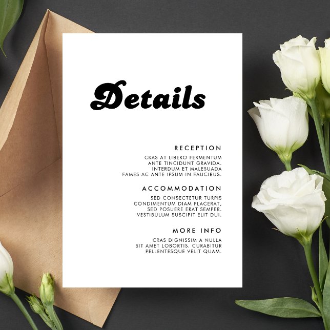 Stilvolle Details zum Retro Black & White Wedding Begleitkarte (Von Creator hochgeladen)