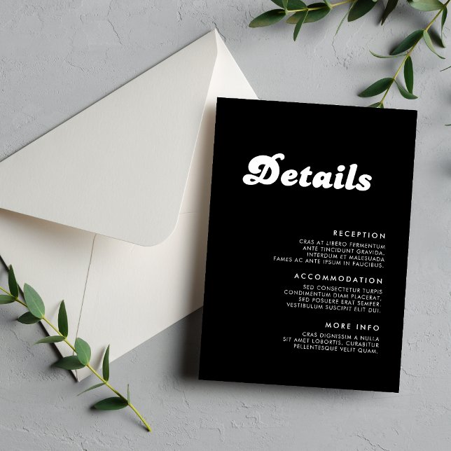 Stilvolle Details zum Retro Black & White Wedding Begleitkarte (Von Creator hochgeladen)