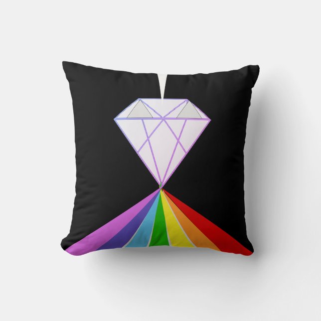 Stilvolle Diamond- und Regenbogenfarben auf schwar Kissen (Vorderseite)