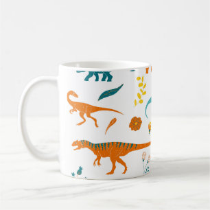 Stilvolle Dinosaurier, Blumenelemente, niedlich. Kaffeetasse