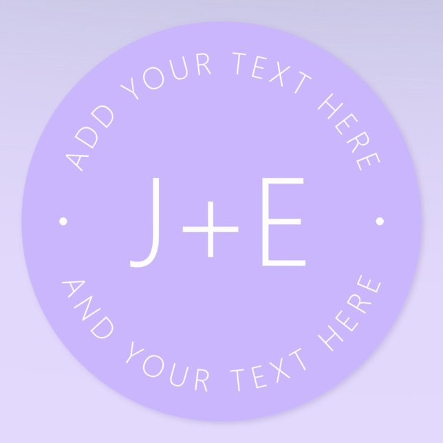 Stilvolle DIY Couples Monogram & Editable Lavender Runder Aufkleber (Von Creator hochgeladen)