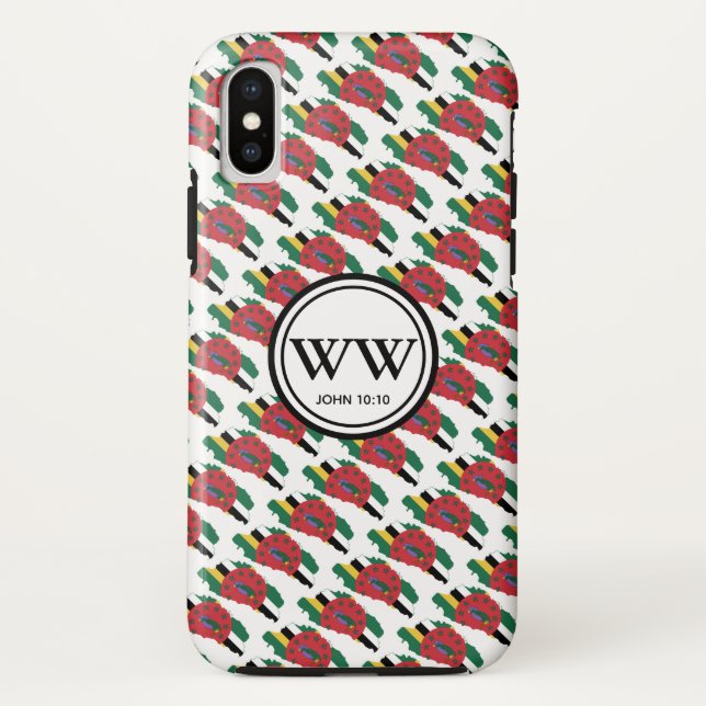 Stilvolle DOMINICA Flag Monogram Abundant Life Case-Mate iPhone Hülle (Rückseite)
