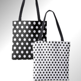 Stilvolle Double Dots Black and White Polka Dot Ta Tasche