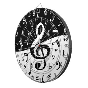 Stilvolle dreifacher Clef-Welle Schwarzweiss Dartscheibe