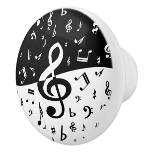Stilvolle dreifacher Clef-Welle Schwarzweiss Keramikknauf