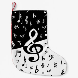 Stilvolle dreifacher Clef-Welle Schwarzweiss Kleiner Weihnachtsstrumpf