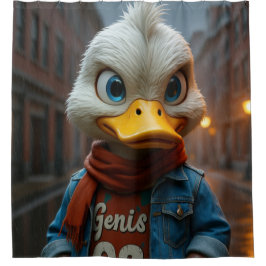 Stilvolle Duck im Duschvorhang der Stadt