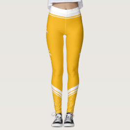Stilvolle dunkelgelbe, blumenweiße Streifen und Na Leggings