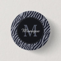 Stilvolle dunkelgraue Zebra Print Monogram und Nam