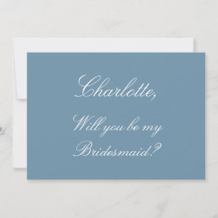 Stilvolle Dusty Blue Bridesmaid-Vorschlagskarte Einladung