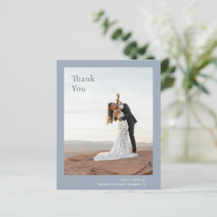 Stilvolle Dusty Blue Budget Hochzeit Danke Karte