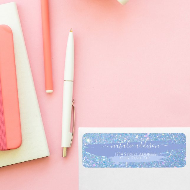 Stilvolle Dusty Blue Glitzer Rücksendeadresse (Von Creator hochgeladen)