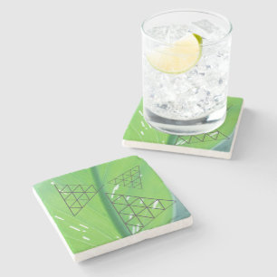 Stilvolle Earth Green Pflanze Leaf Dreieck Pyramid Steinuntersetzer