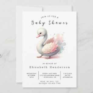 Stilvolle Editable Swan Baby Dusche Einladung