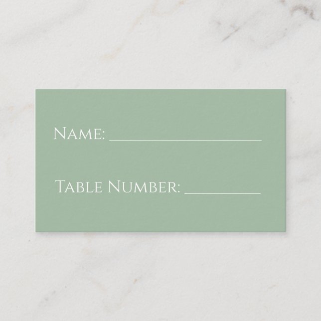 Stilvolle einfache Eukalyptus Wedding Name Platzkarte (Vorderseite)