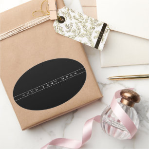 Stilvolle, einfache Text- und dünne Streifen Ovaler Aufkleber